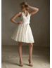 Lace Halter Neckline Short Bridesmaid Dress